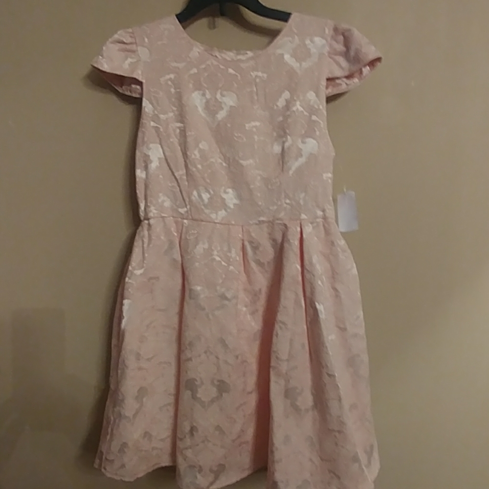 Girls size 16 Blush Pink Floral Embosed Dress